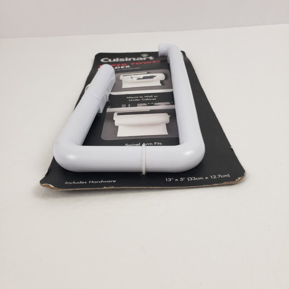 Cuisinart Paper Towel Holder Swivel Under Cabinet or Wall Mount White Organizer - Picture 8 of 9